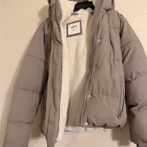 Hollister Beige Jacket with Cream Lining